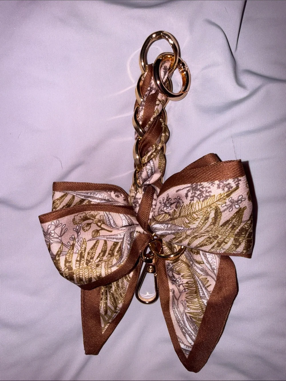 Brown & Gold Bow Keychain Bag Charm